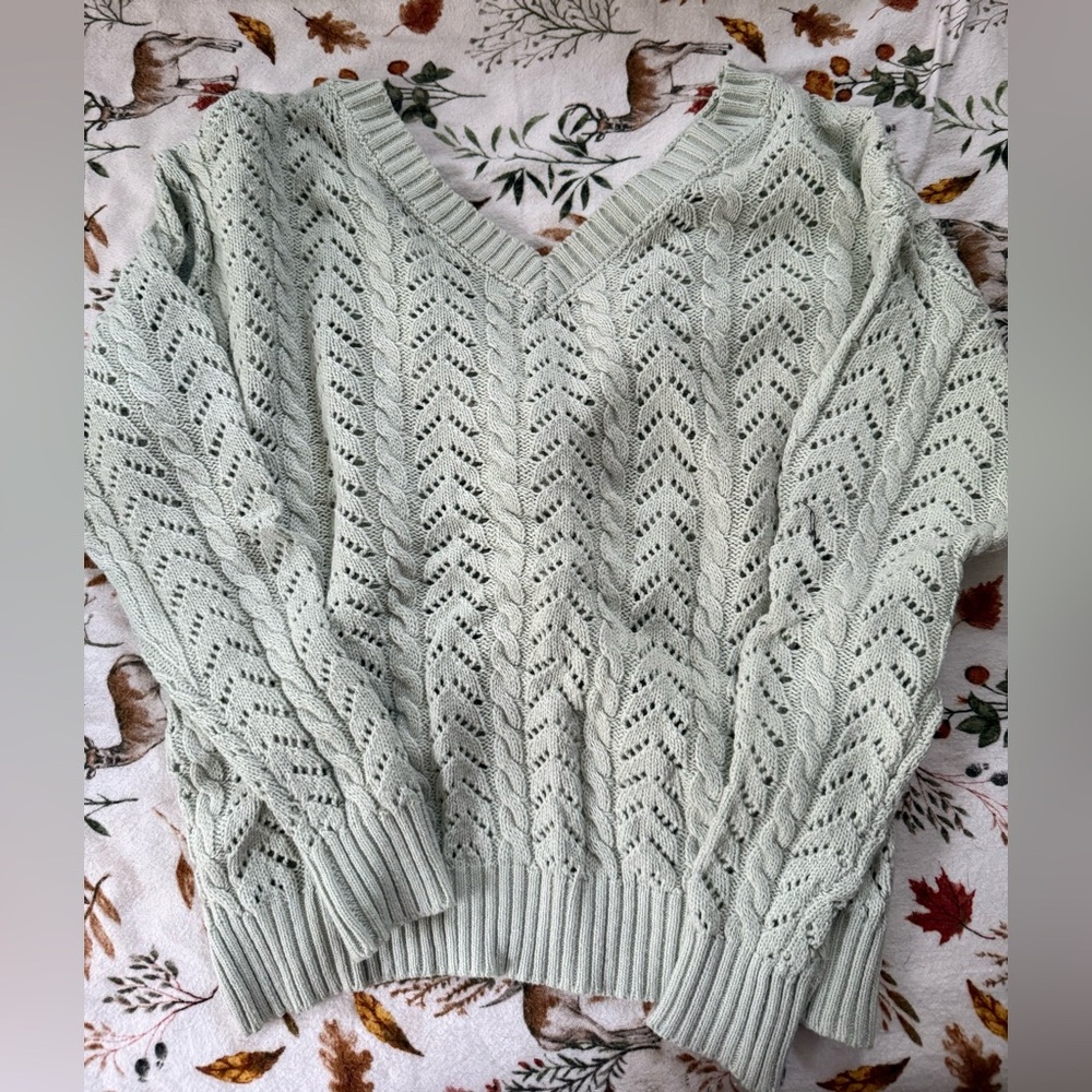 Mint Green V-Neck Women's Sweater